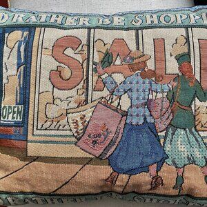 Vintage Decorative I'd Rather Be Shopping Tapestry Accent Jacquard Throw Pillow